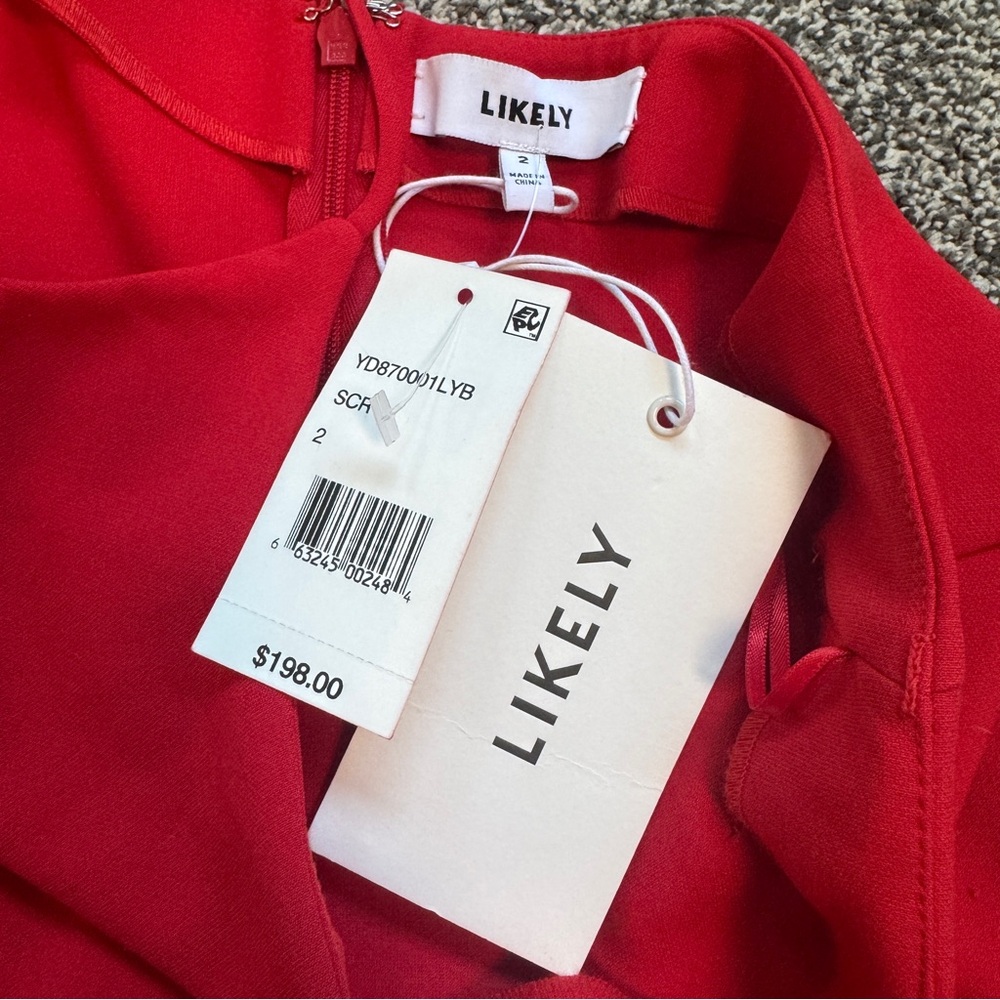 LIKELY Cassidy Red One Shoulder Bodycon Dress Size 2 NWT $198 Cocktail - Picture 9 of 12